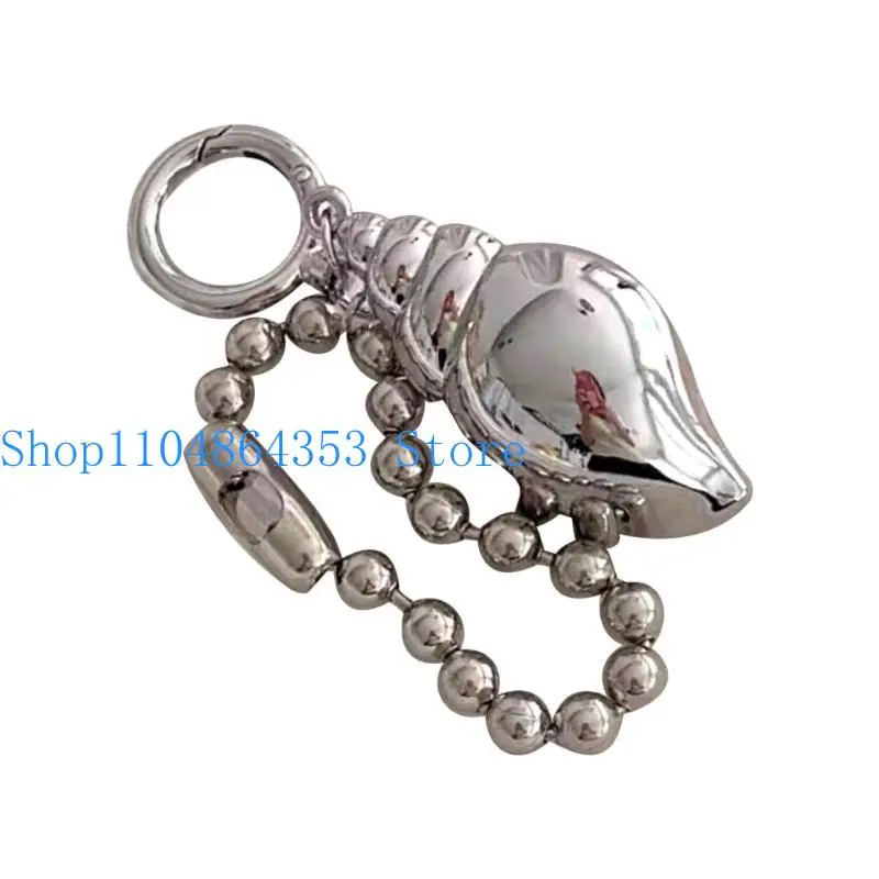 652F Sweet Silvery Conch Bowknot Keychain Pendant Lovely Hangings Decorations Keyring Charm for Phone Case Backpack Handbag