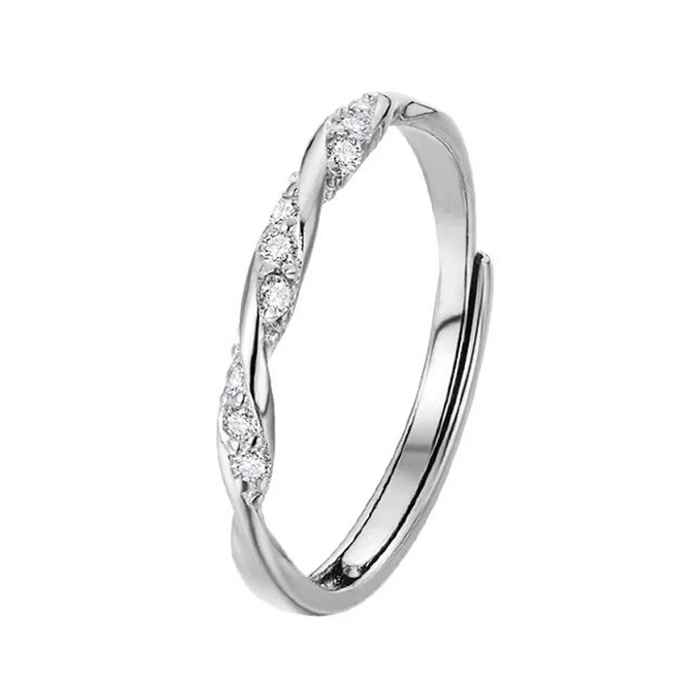 925 Sterling Silver Mobius Ring, AAA Zircon Gift