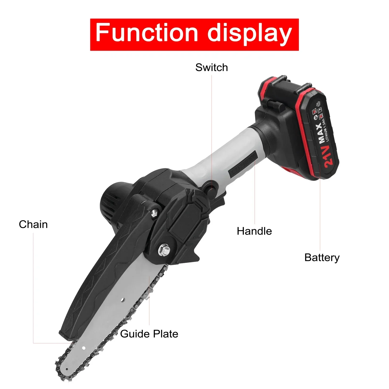 

21V 6inch Electric Pruning Saw Rechargeable Small Wood Spliting Chainsaw One-handed Woodworking Tool for Garden Orchard Tools