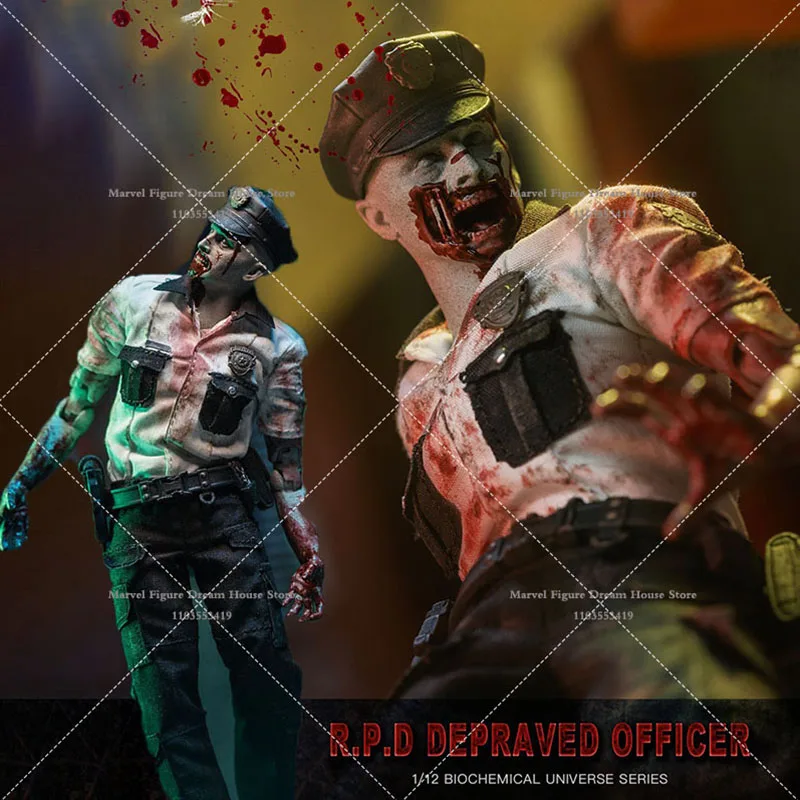 Heterochromatic Version Patriot studio 1/12 Scale Resident Evil R.P.D Depraved Officer 6Inch Movable Action Figure Full Set Mode