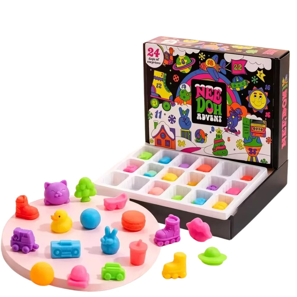 24Pcs Christmas Advent Calendar Unique Cute Squishy Fidget Toy Slow Rebound Anxiety Relief Mystery Surprise NeeDoh Gift Box