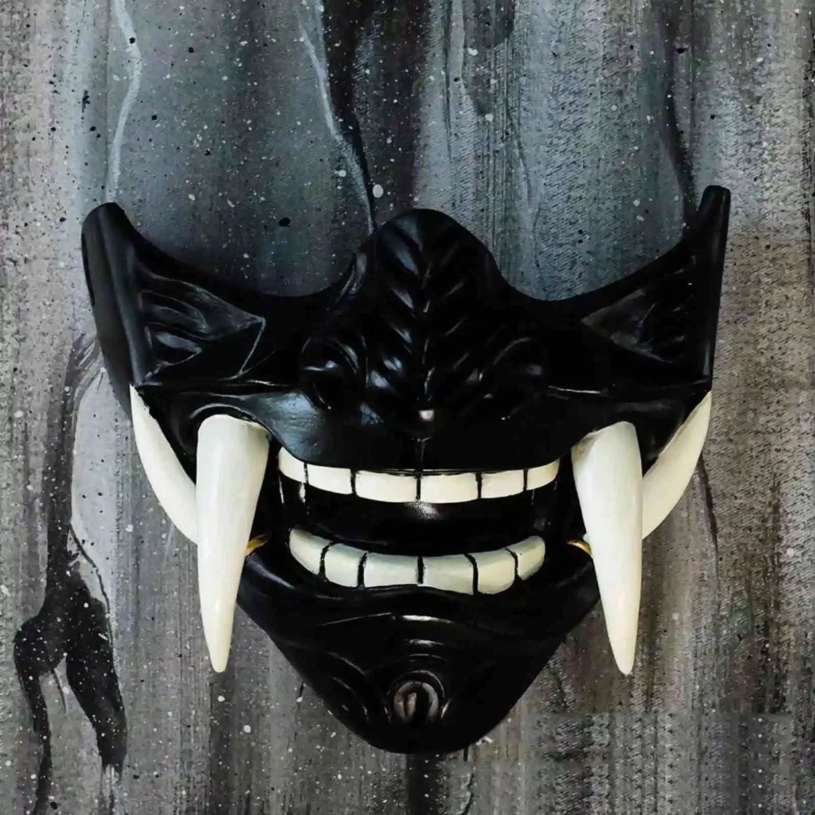 Adult Unisex Latex Japanese Prajna Hannya Noh Kabuki Demon Samurai Half Face Mask Halloween