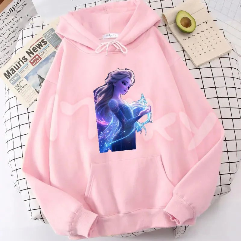 Cartoon Prinzessin Hoodie Gefrorene Elsa Oversize Kapuzenpullover Frau Ästhetische Lange Ärmel Weiche Crewneck Streetwear Kleidung