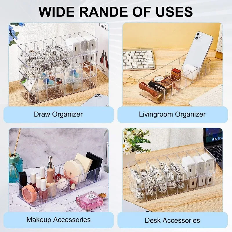 Cable Storage Box Headphone Data Cable Charging Cable Organizer Desktop Stationery with Transparent Plastic Data Organizer