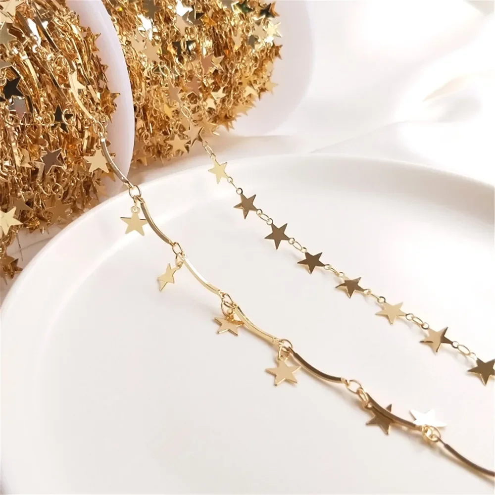 14K Gold Plated Five-pointed star chain Hanging star chain handmade DIY bracelet accessories homemade necklace materials