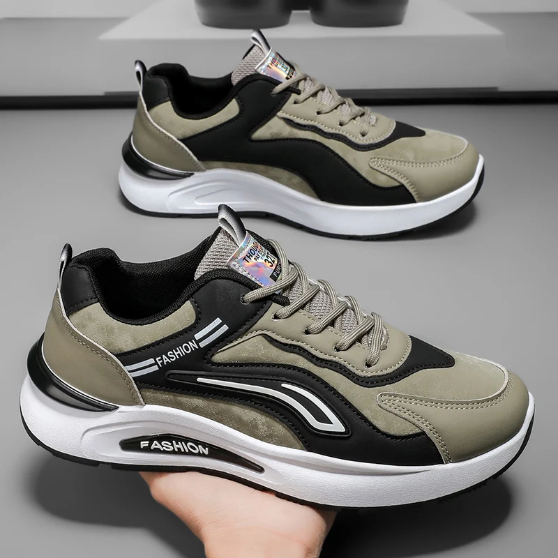 Mens Chunky Vent Mesh Sport Shoes Low Top Lace Up Wear Resistant Sole Youth Outdoor Leisure Trainers