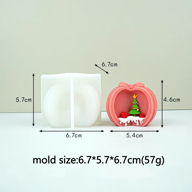 ثلاثية الأبعاد شجرة عيد الميلاد التفاح سيليكون الشمع قالب شمع لتقوم بها بنفسك عيد الميلاد التفاح الروائح الجبس إسقاط الراتنج هدية تزيين المنزل