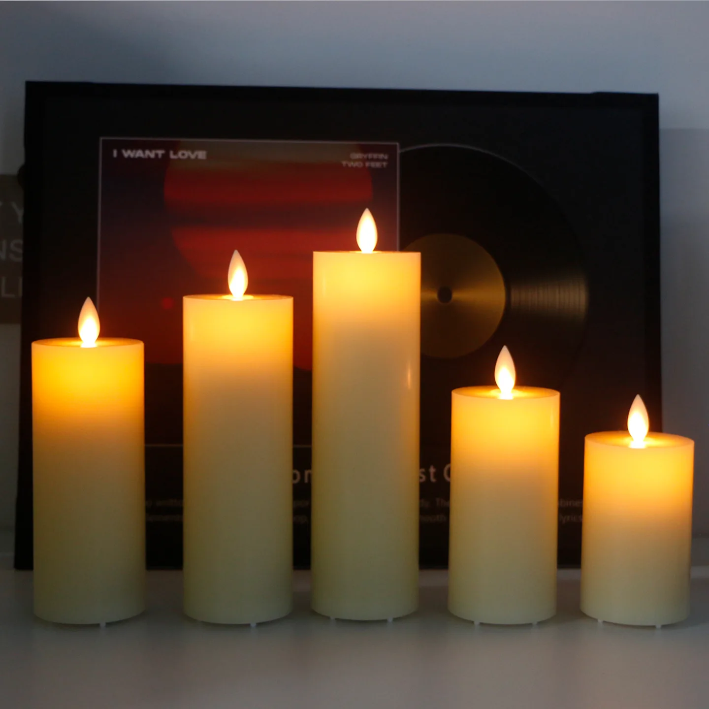 3X DC Rechargeable paraffin Candles Battery Operated Flickering Window Lamp ,Flameless  Long Lasting Real Wax LED Pillar Candle