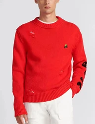 Men's autumn and winter luxury embroidered pattern knitted sweater crewneck sweater wool pullover