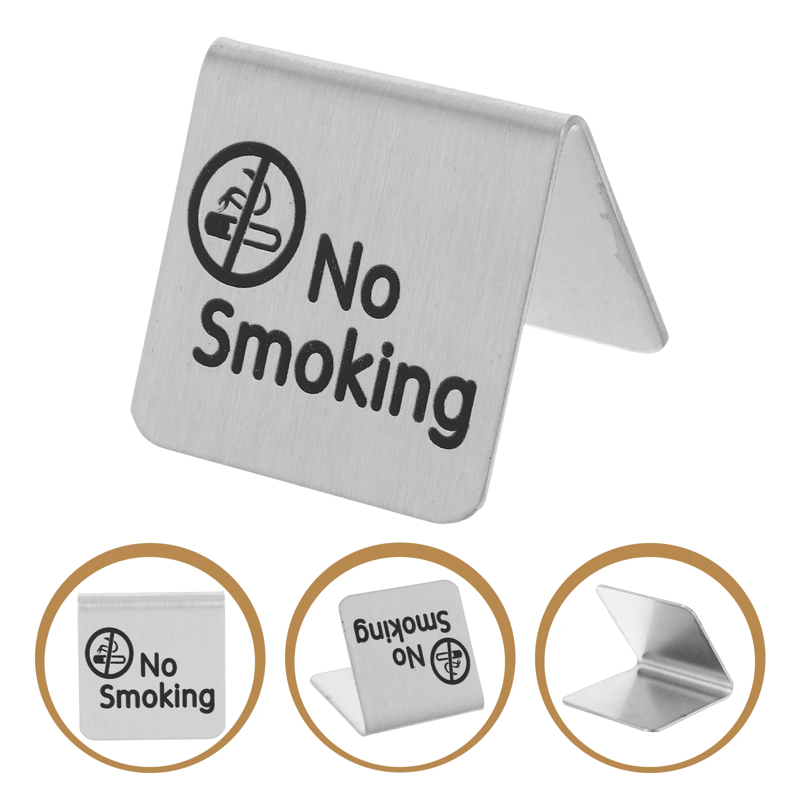 

2 Pcs Non-smoking Table Sign Double Stainless Steel Seat Reservation Silver Cafe Tabletop Office