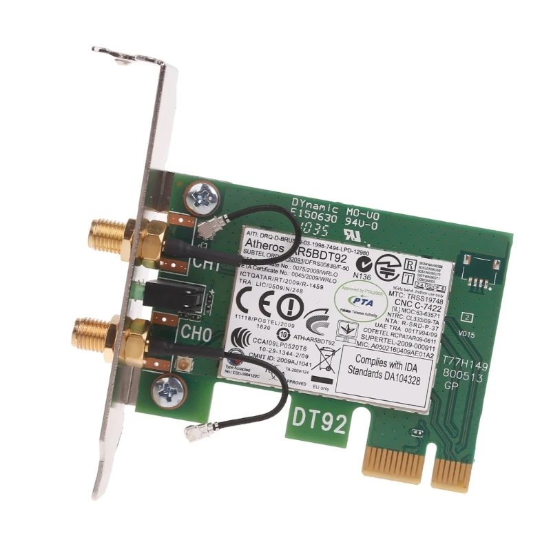 Atheros AR9280 WiFi Card 300Mbps Dualband 2.4&5G Support PCIE 1x 4x 16x Wireless Adapter Suitable for Desktop Computers