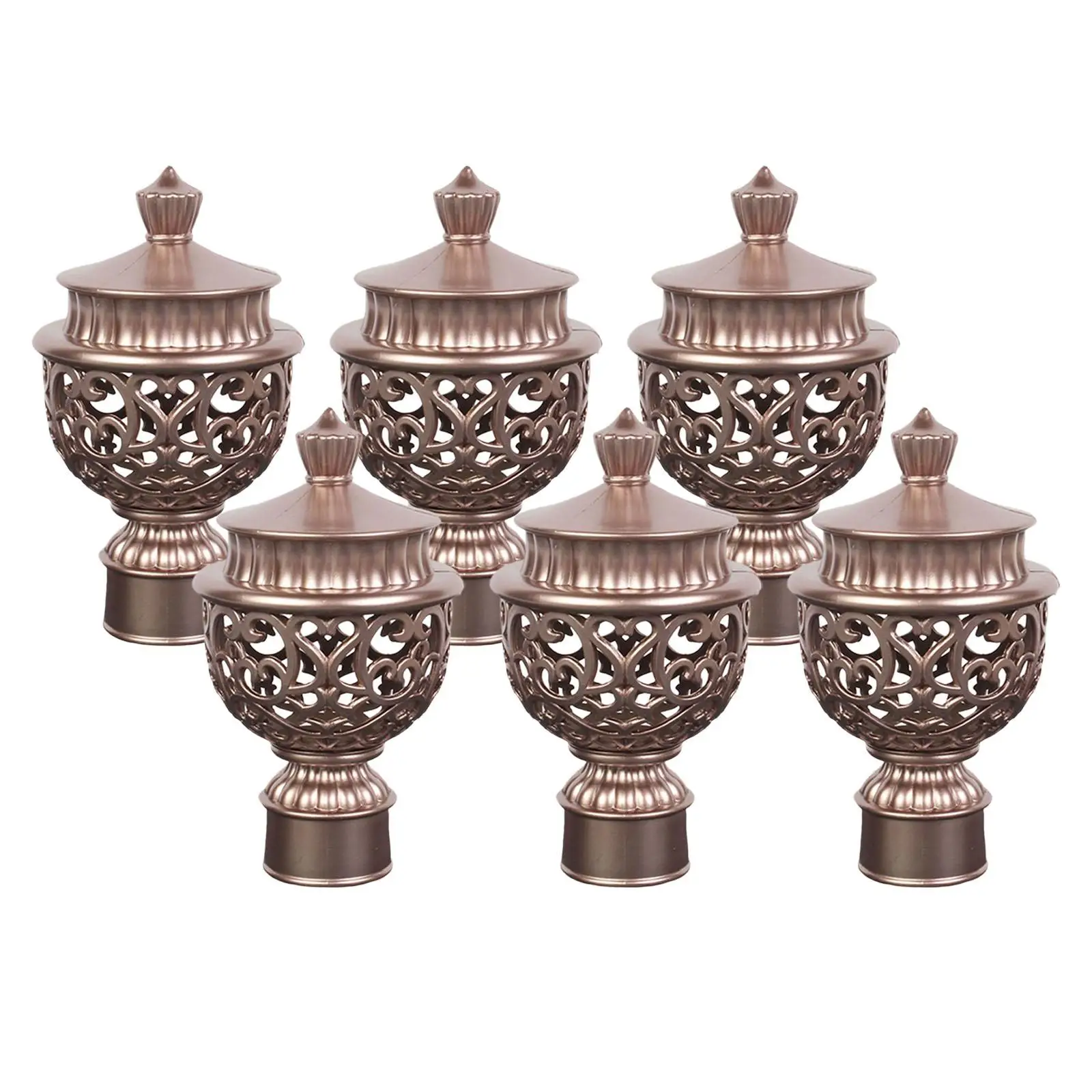 6 Pieces Curtain Rod End Durable Fittings Drapery Rail Pole Heads for Window