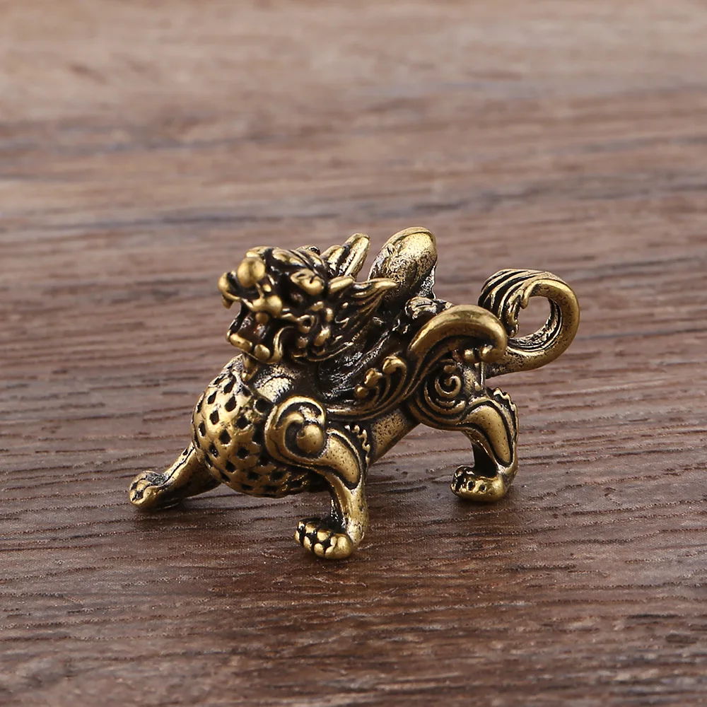 Chinese  Qilin Dragon Statue Figurine for Wealth Prosperity Luck Fengshui Vintage Ornament for Home Decoration