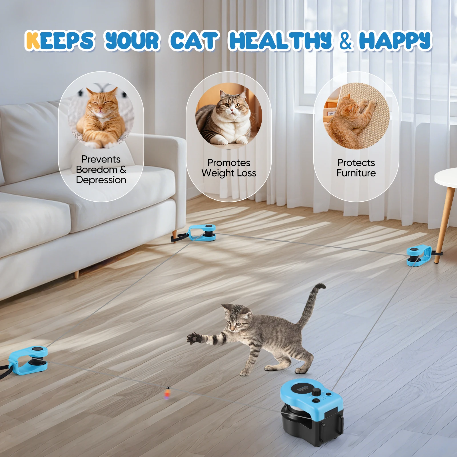 Image of Elektrisches Katzen-Laufband Jagdspielzeug Automatisch/Ferngesteuert Wiederaufladbares Katzen-Laufband Einstellbare Geschwindigkeit Simuliertes Katzenjagd-Spielzeug