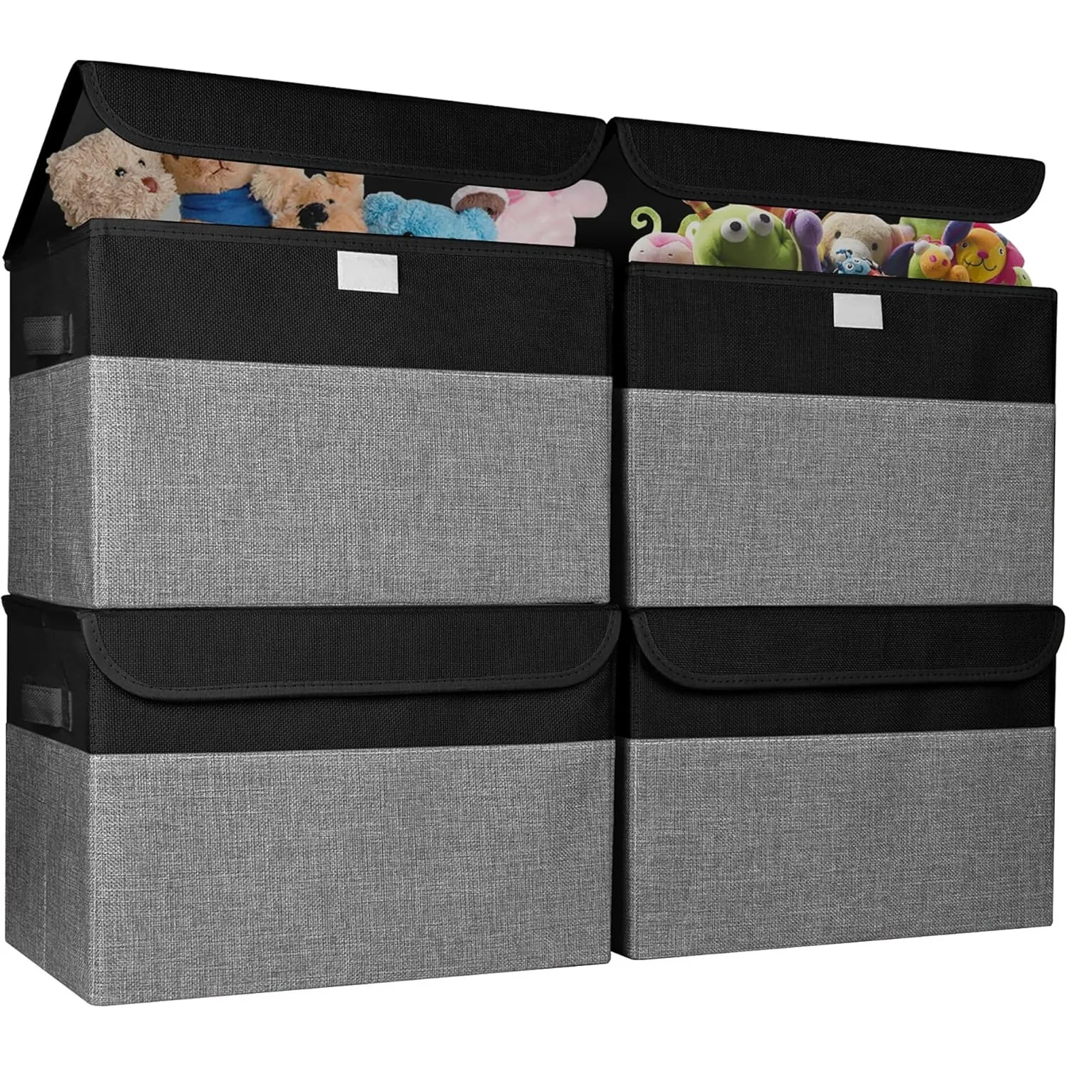 

Large 22 Quart Linen Fabric Foldable Storage Bin Cube Organizer Basket with Flip-Top Lid & Handles, Clothes Blanket Box for Home