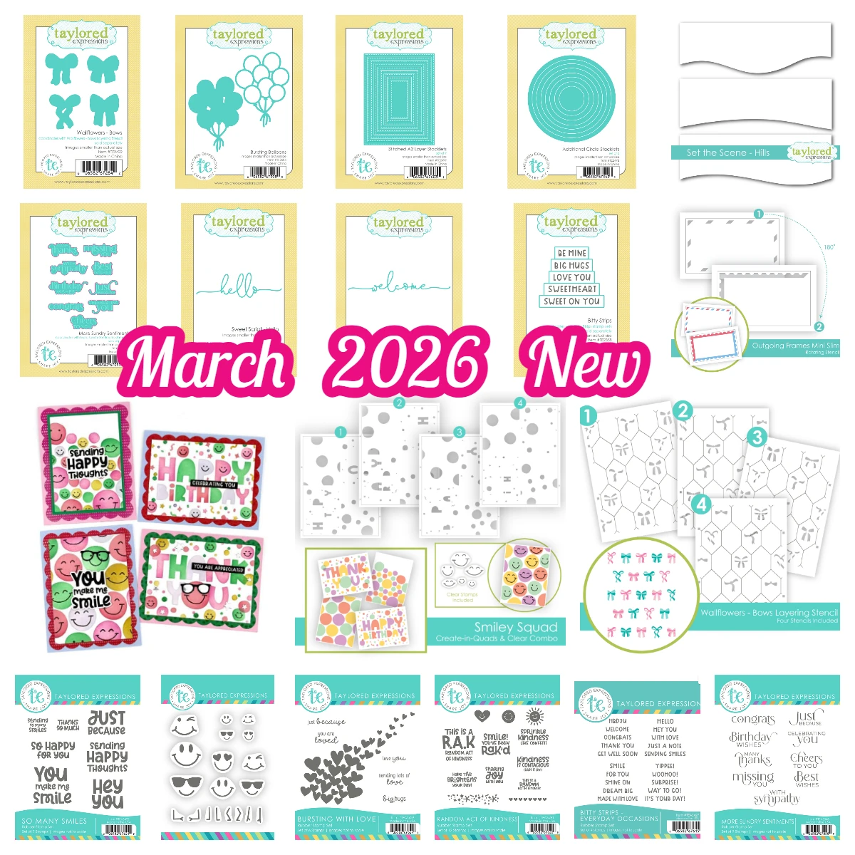 Stitched A2 Layer Stacklets Bitty Strips Metal Cutting Dies Stamps for DIY Scrapbooking Handmade Diary Calendar March 2026 New