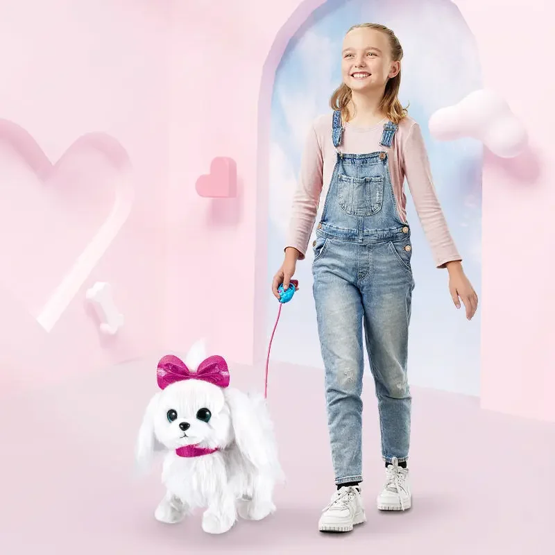 สุนัขเดินของเล่นจะเรียกว่าจําลองไฟฟ้าตุ๊กตาน่ารักสัตว์เลี้ยงสุนัขอิเล็กทรอนิกส์สาวของขวัญ