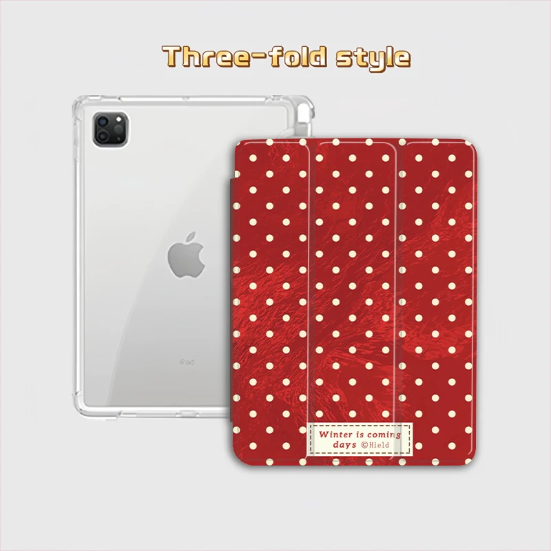 Glänzende rote Polka-Dot-Hülle für iPad Pro 10/11 Zoll 2020/6./7./8. Generation/Air 3./Air 4./9./Air 5. Generation 2022/Air 16