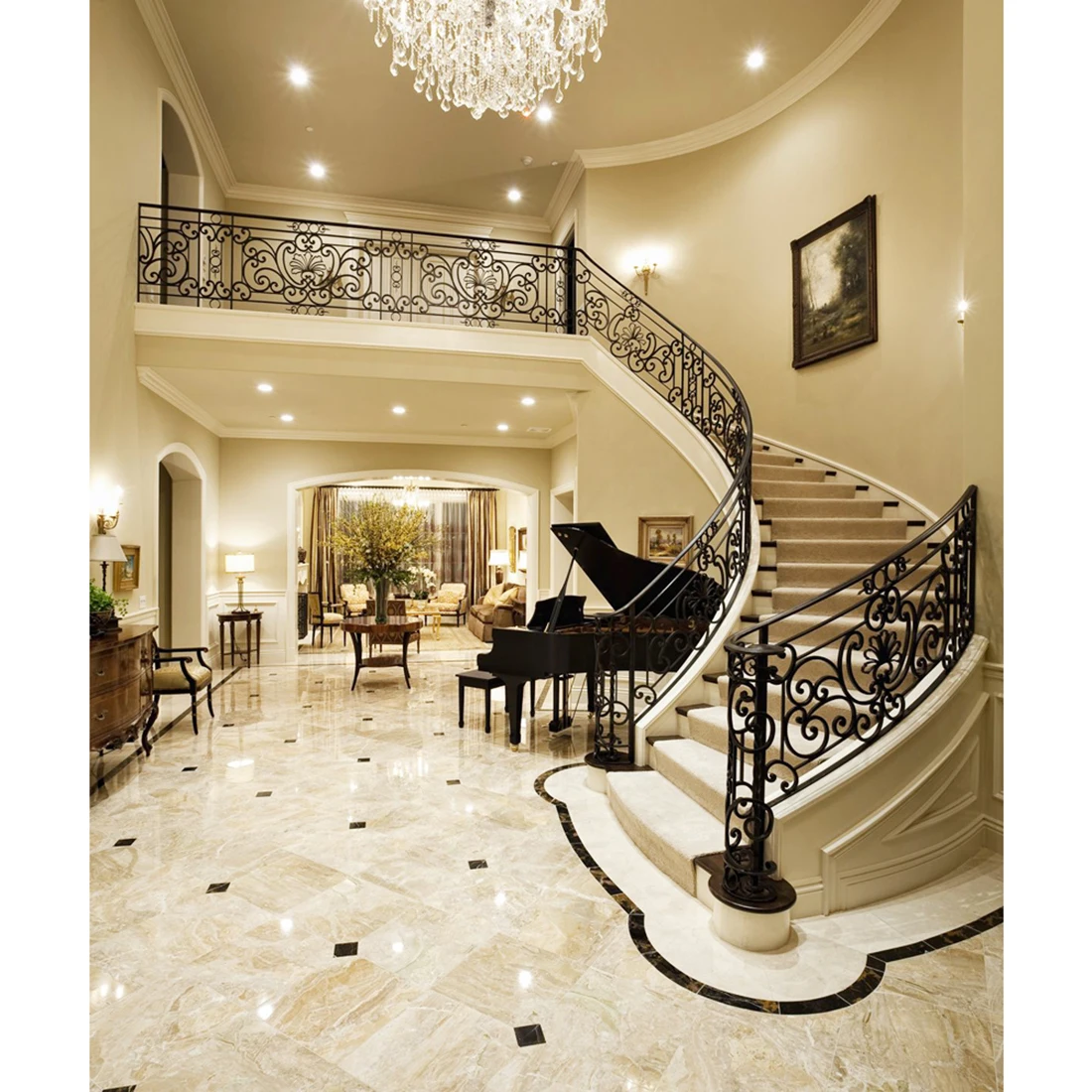 Italian Style Indoor Stair Balusters Wrought Iron Balustrades/railing