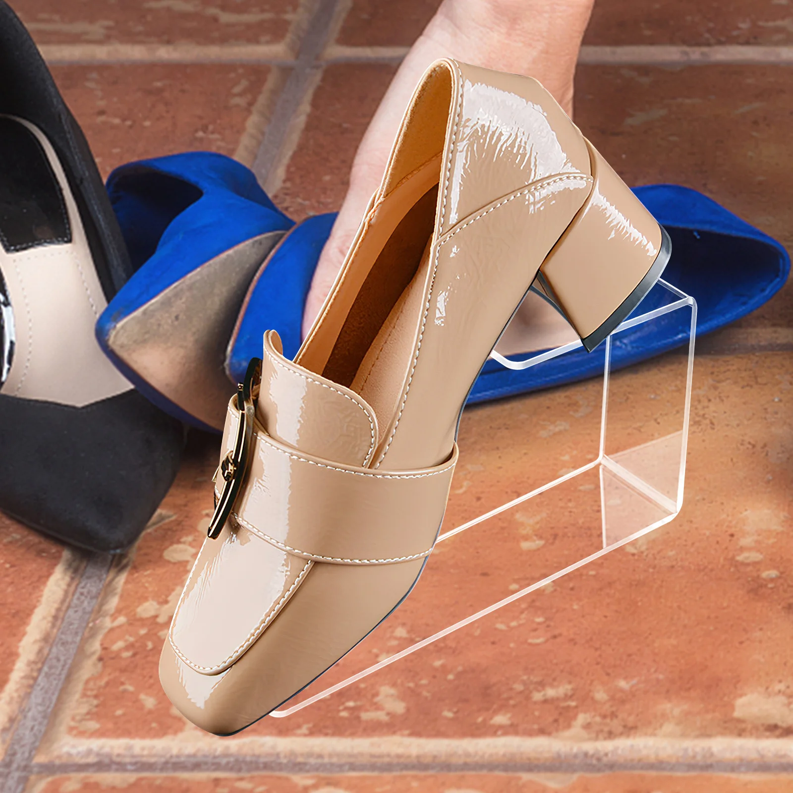 

2pcs Clear Acrylic Shoe Rack Holder Shoe Display Stand For Retail Store Home Organizer Transparent Support Base High Heel Riser