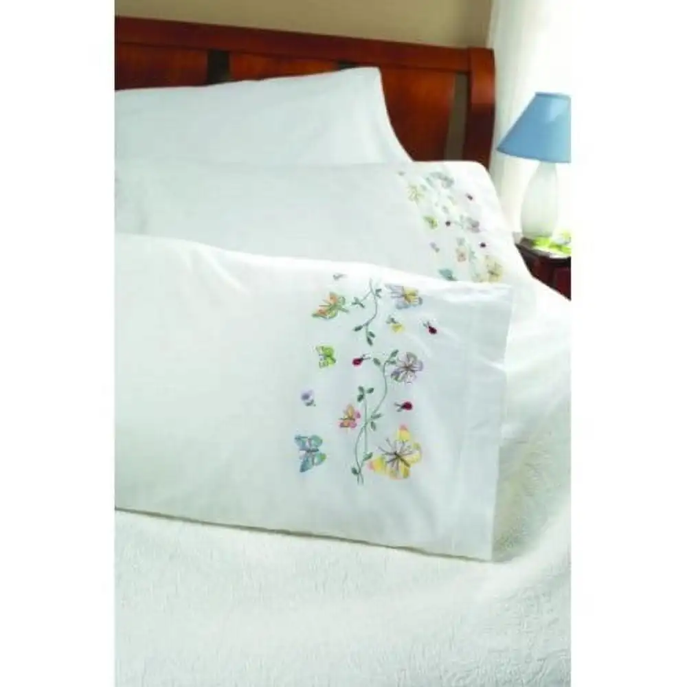 Stamped Cross Stitch Pillowcase Pairs, Butterflies in Flight, 20 x 30