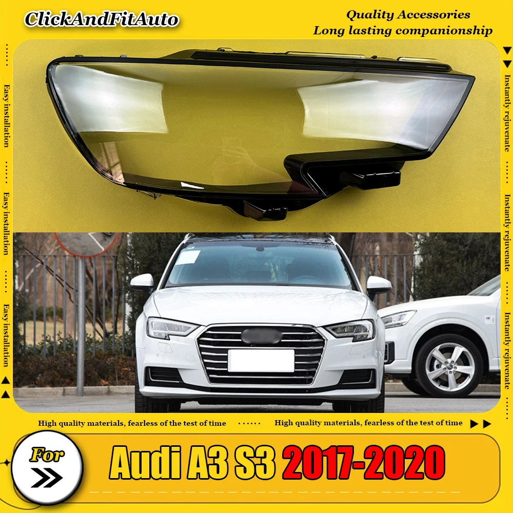 

For Audi A3 S3 2017-2020 Headlight Lampshade Transparent Headlight Lens Headlamp Housing Cover Lens Light Protection
