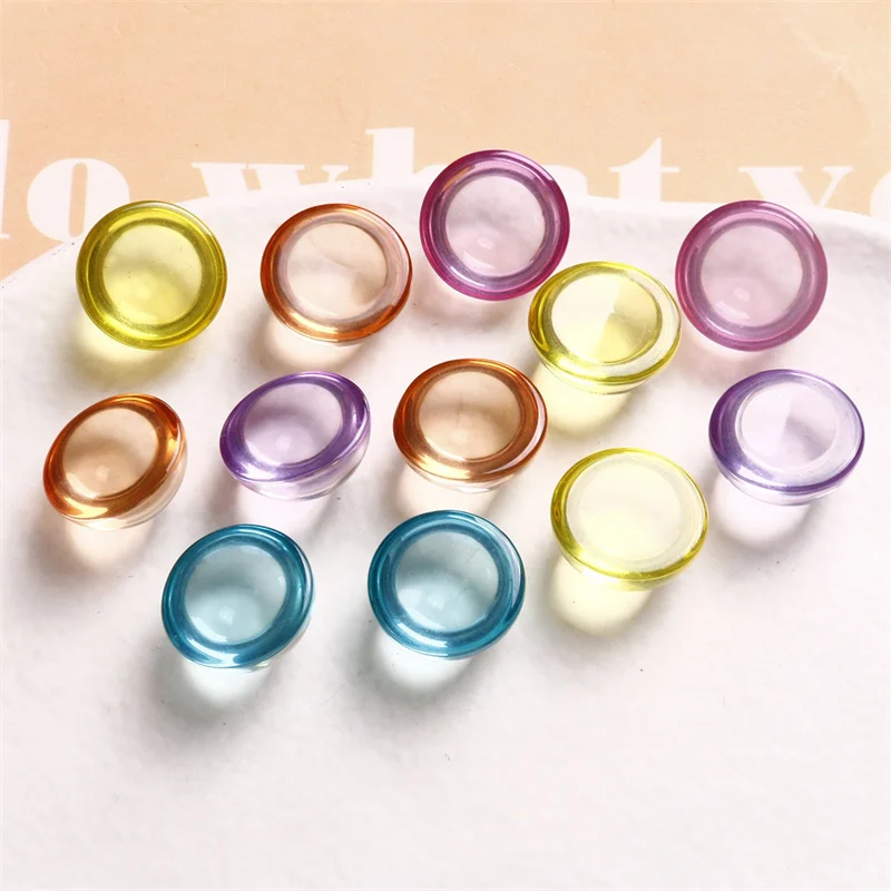 Summer style 100pcs/lot 16mm color Transparent geometry rounds shape resin cabochon beads diy jewelry garment hair accessory