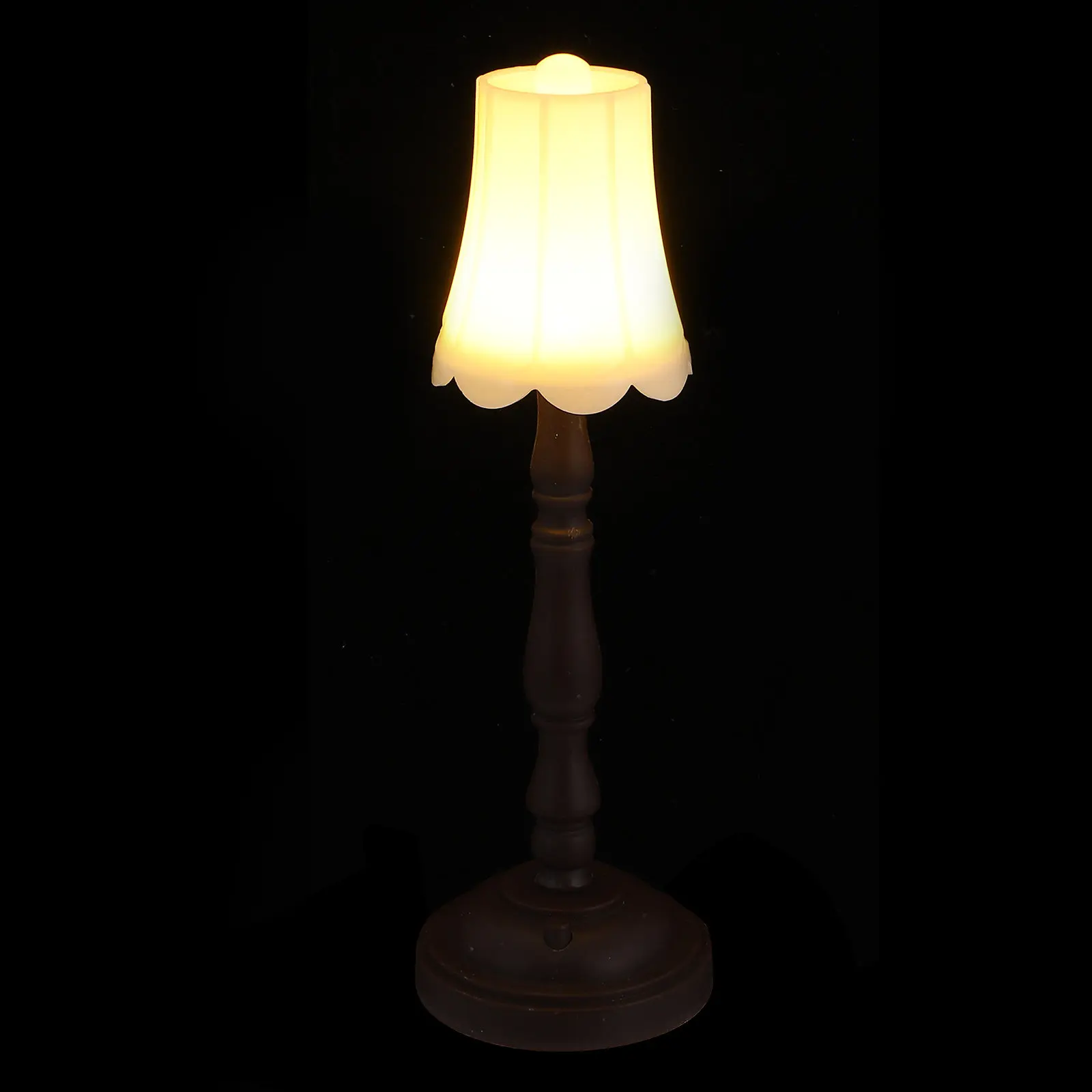 

Mini Floor Lamp for Dollhouse Beautiful Vintage Night Light with Built-in Battery Elegant Miniature LED Lamp for Living Room