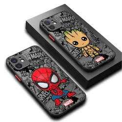 Capa de telefone dos desenhos animados Marvel Spiderman Groot, capa à prova de choque para Apple iPhone 15 Pro Max, XR, 12 Mini, SE, 13, 14 Plus, 11 Pro, 8, XS, X, 7