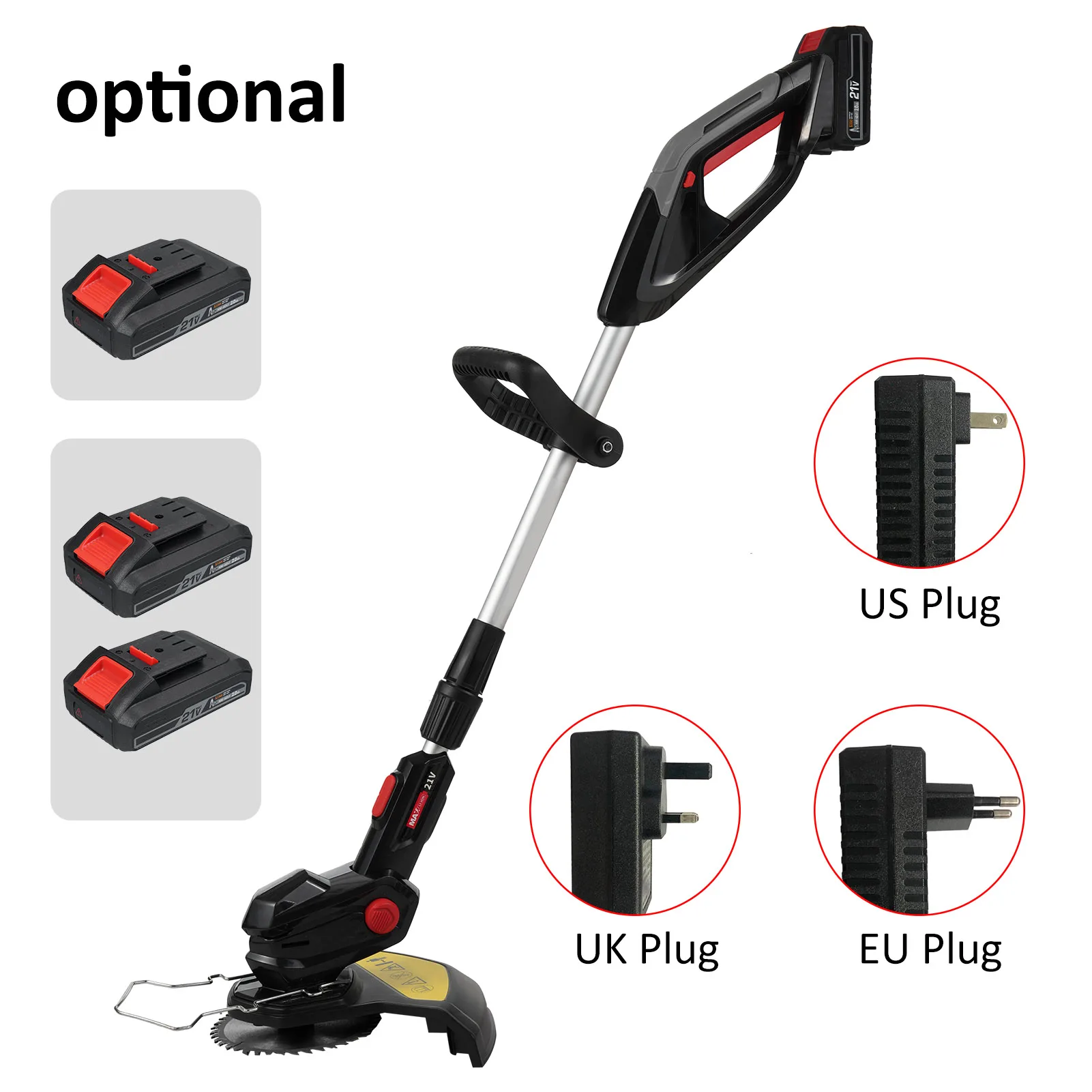 Electric Weed Eater Cordless Lawn Trimmer Weed Wacker Battery Powered Trimmer Lawn Edger with Adjustable Length and 3 Types Blad