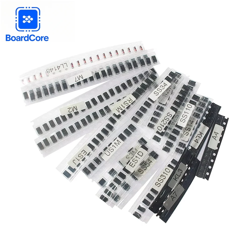 260PCS SMD Diode Assortment Kit Rectifier/Schottky/Switching Diodes M1/M4/M7/SS14/SS24/RS1M/US1M/SS34/SS54/BAT54C/BAT54S/LL4148