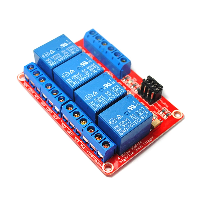 

4 road relay module with optical coupling isolation support high and low level trigger four road 5 v