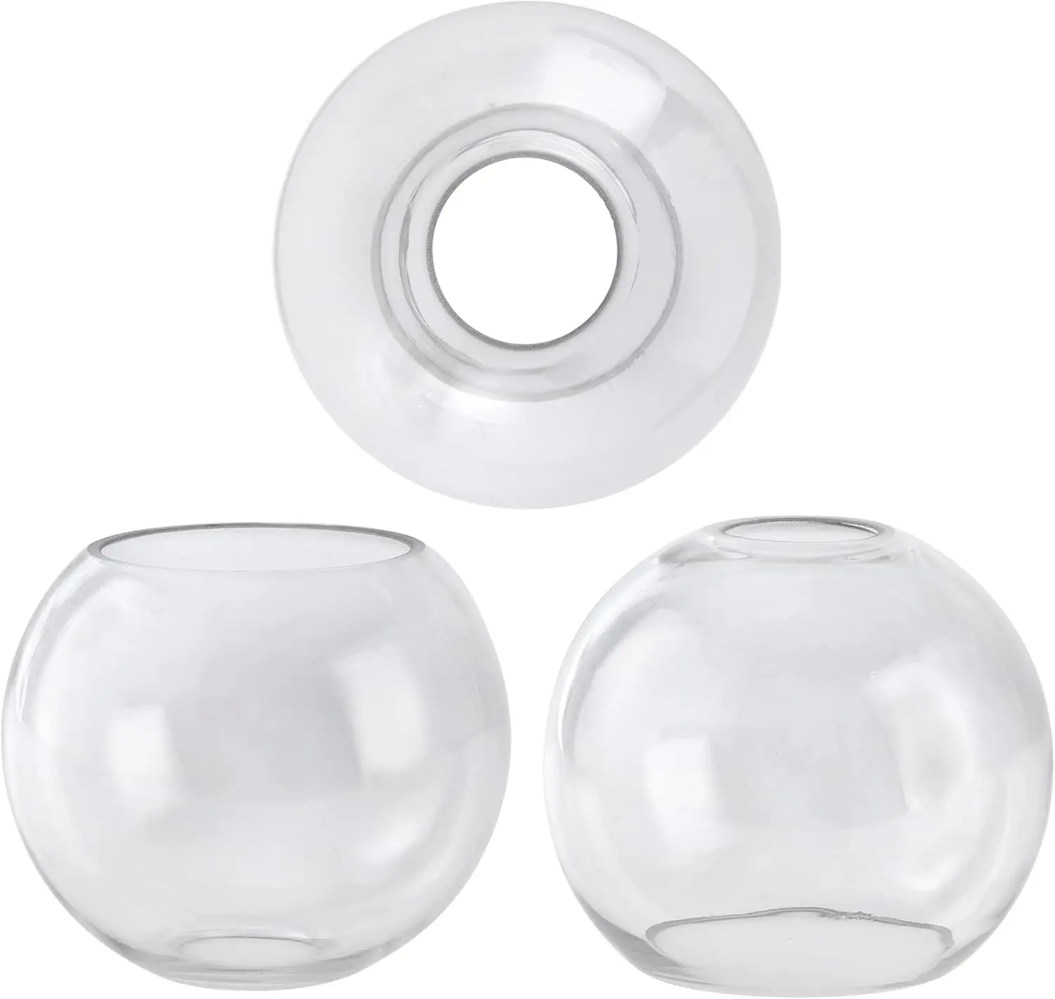 3 Pack Clear Glass Globes for Light Fixtures Replacement, 5.9 Diameter, Clear Round Glass Globe Lampshade Cover for Pen