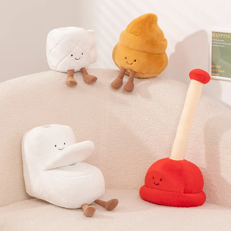 Funny Toilet Paper Plush Toy Toilet Serise Toy Plunger Poop Stuffed Doll Gift For Boys Girls Kids Humorous Gift Novelty Present