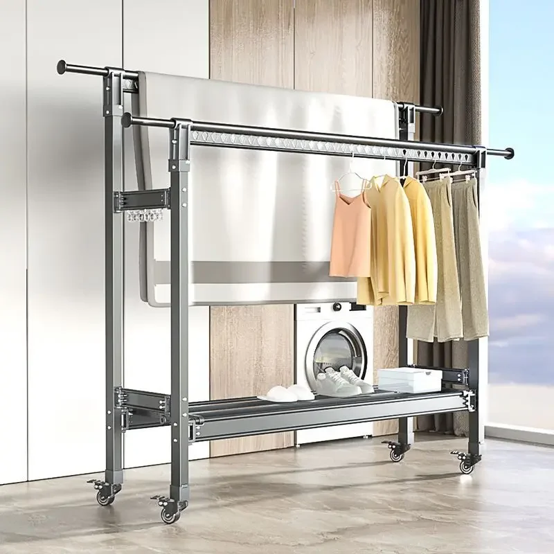 

Floor drying rack aluminum alloy household balcony folding interior