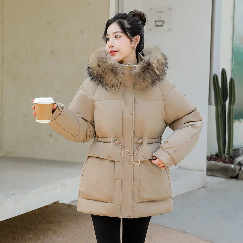 

Nice New Winter Women Jacket Warm Parkas Female Thicken Coat Cotton Padded Long Fur Collar Hooded Outwear Loose Snow Jacket