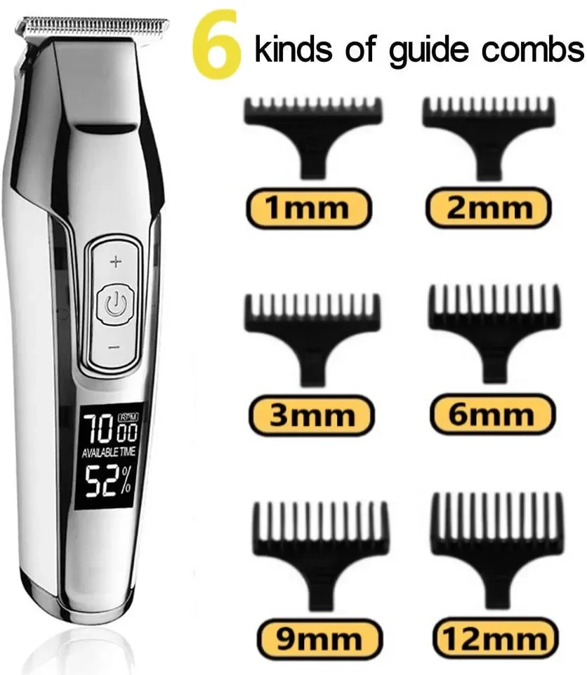 Professional Hair Clipper Beard Trimmer for Men Adjustable Speed LED Digital Carving Clippers Electric Razor KM-5027 Barber