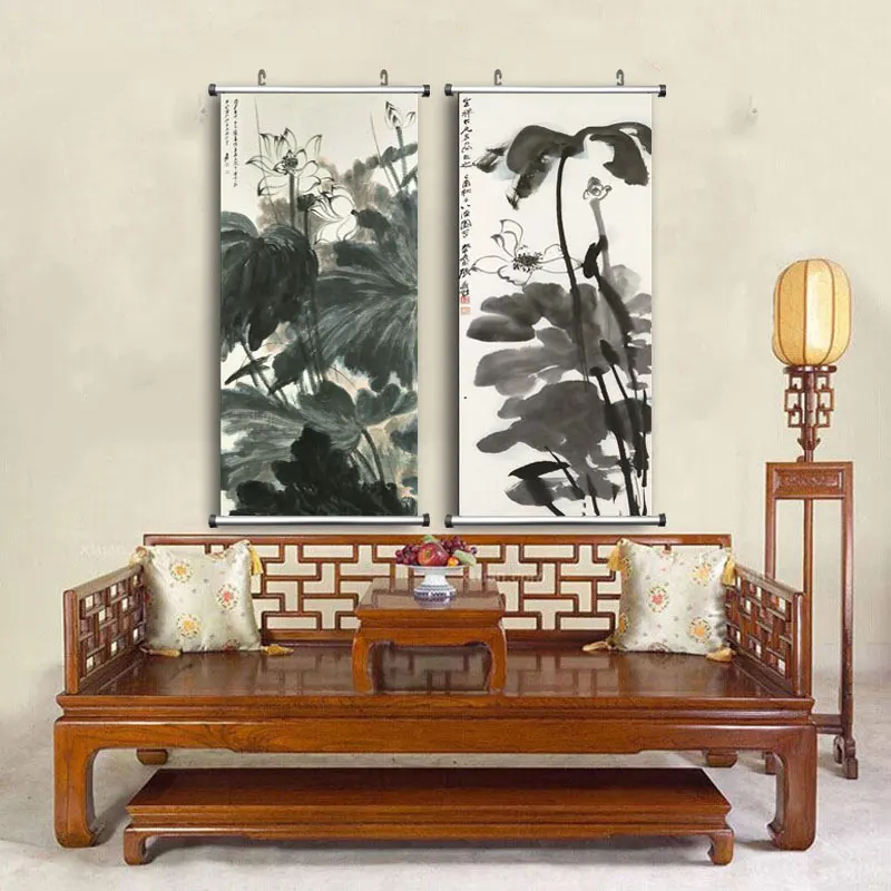 

Chinese Ink Painting Print Canvas Zhang Daqian Artwork Lotus Flower Posters HD Print Wall Art Picture for Living Room Decoration