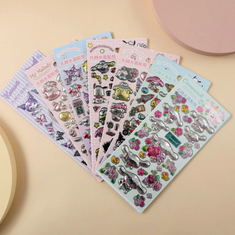 

40pcs/lot Sanrio Kuromi Melody Cinnamoroll 3D Stickers Cute Scrapbooking DIY Diary Decorative Sticker Album Stick Label