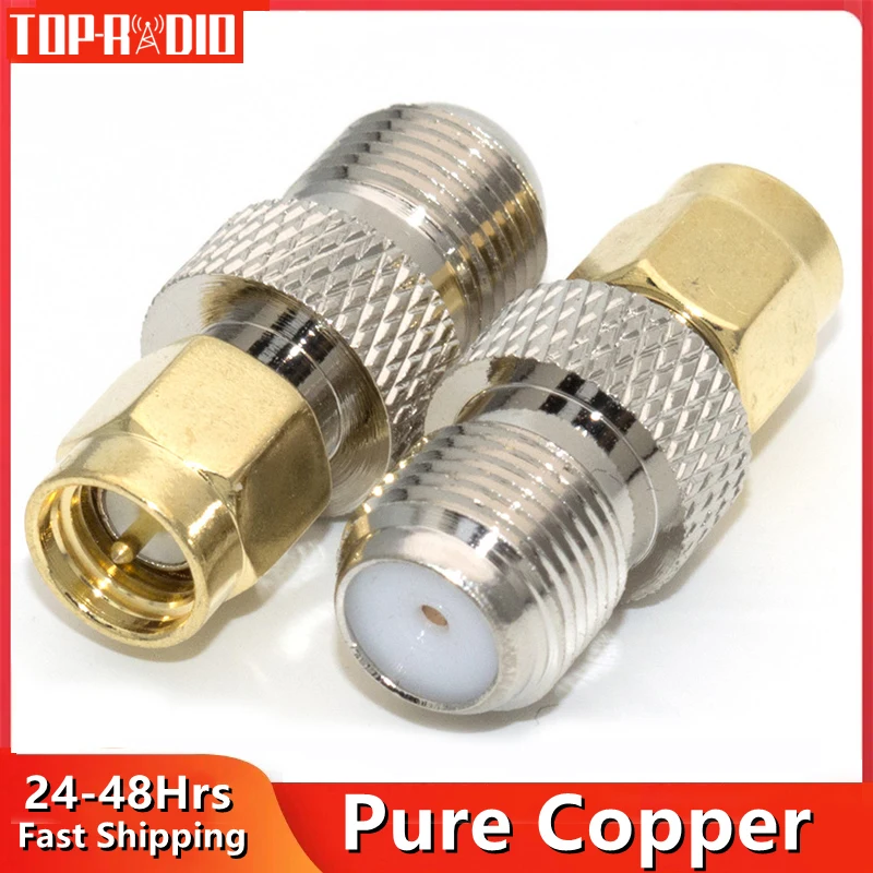 1PC SMA Male Plug to F Female Jack All Copper Adapter RF Coaxial Connector Straight