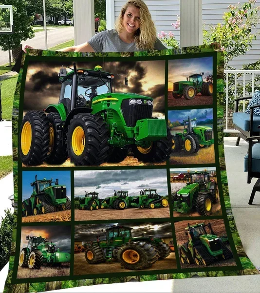 Red Tractor Blanket Christmas  for Boy Fleece Sherpa Blankets Boy's Birthday Gifts Grandson  Father and Son