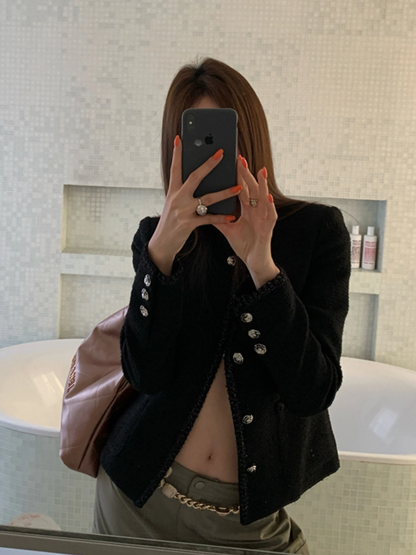 

Вязаный кардиган из твида с круглым вырезом и пуговицами, приталенный, для женщин, осень 2025