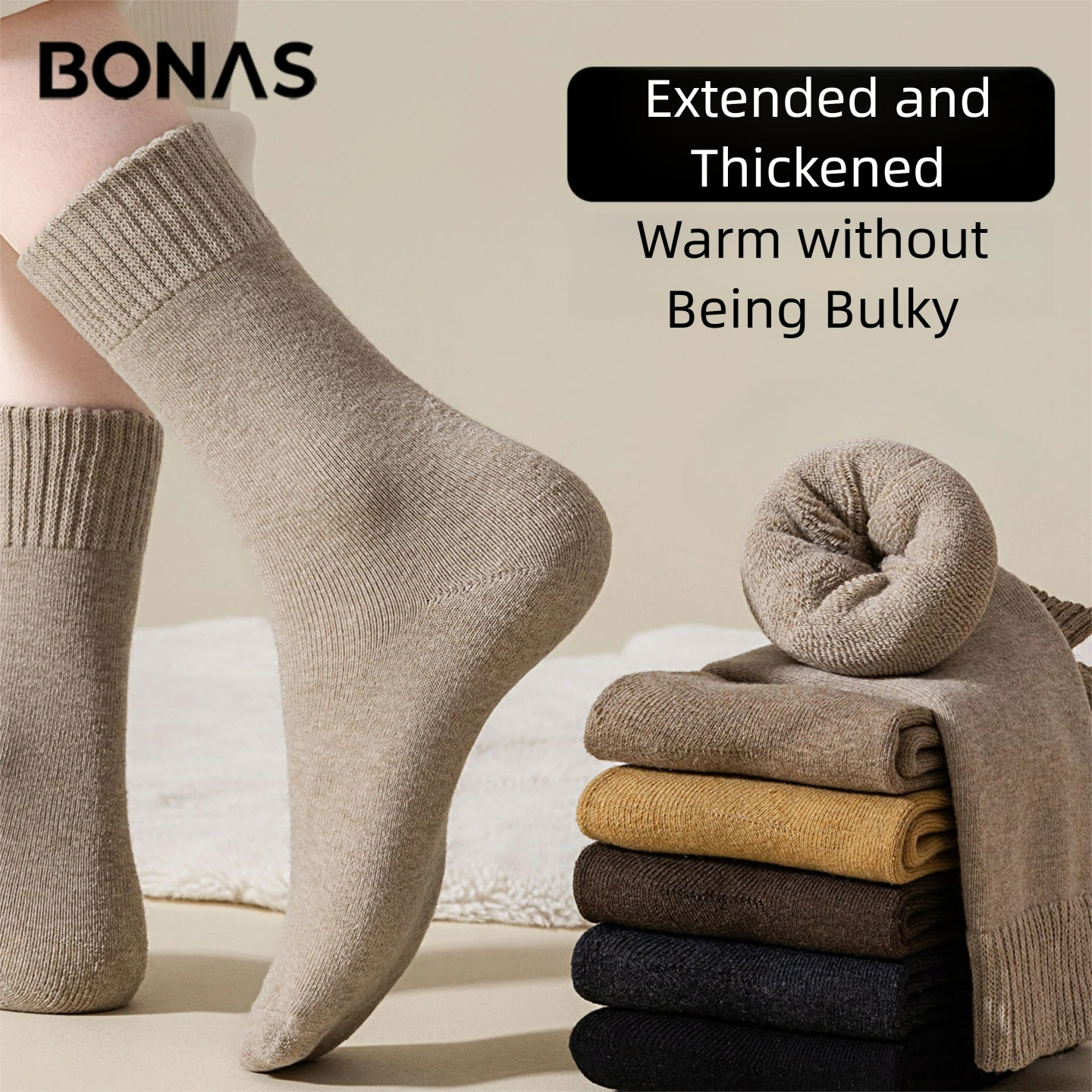 Thermal Sock Winter - 3 Paar Damen-Herbst-/Winter-Socken, dick, mit Fleece