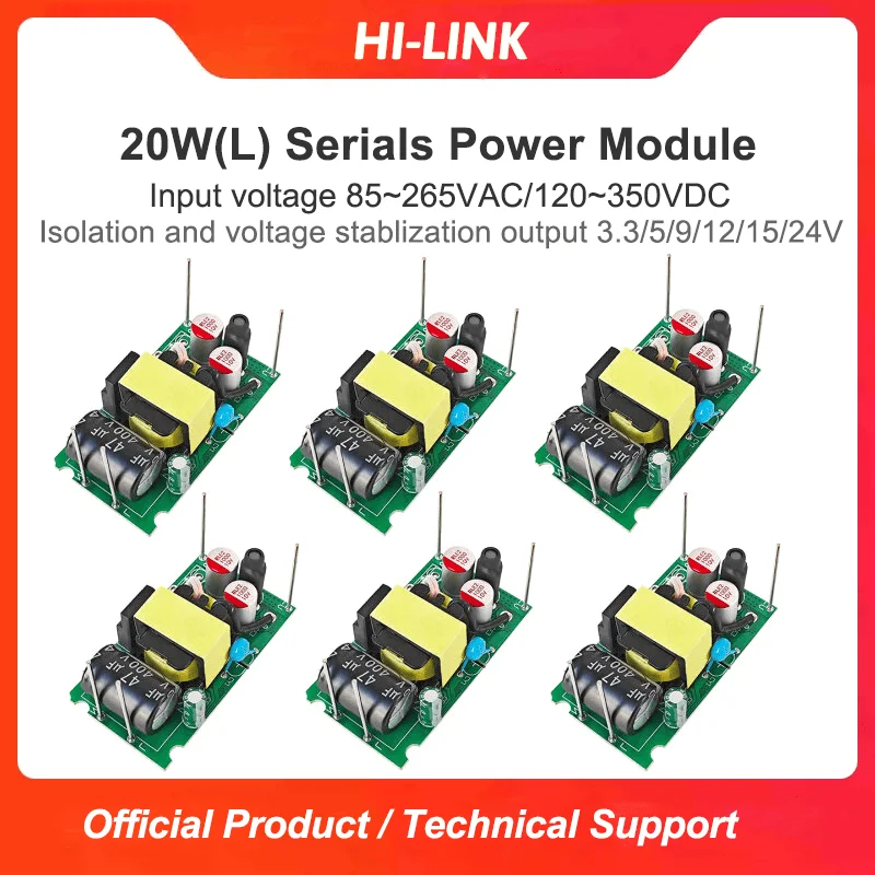 Hi Link HLK20M05L HLK20M12L 20W Flame Resistant Sealed Unit 85 To 265V AC 70 To 350V DC Input 3000VAC Shield Stable Buck Channel