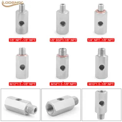 Aço inoxidável furos laterais, NPT fêmea para M12, M10, M14, 1/8NPT, 1/4NPT, óleo Pressure Sensor Connector, Feed Line Gauge Tee Adapter, 1/8