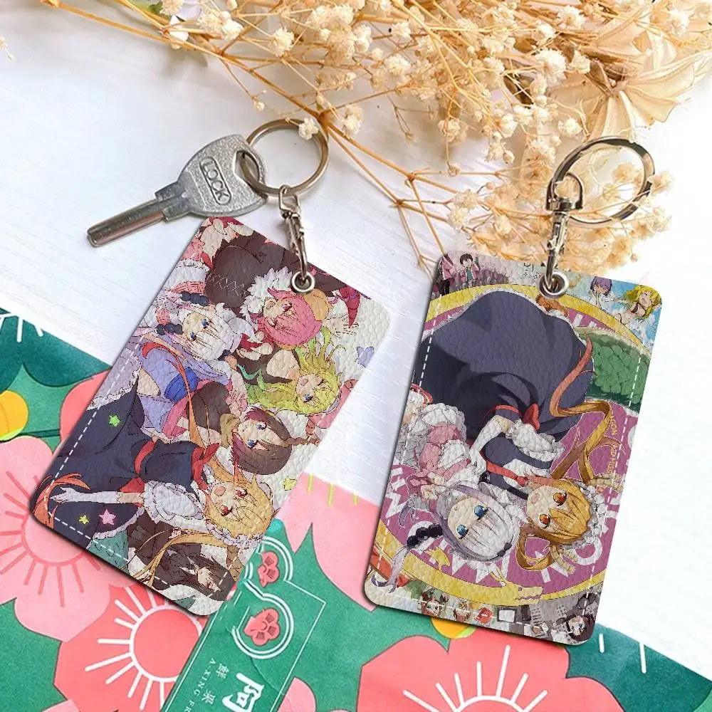 

Кожаный брелок-картхолдер из ПУ кожи с изображением героинь аниме «Драконья горничная мисс Кобаяши», 1 шт.