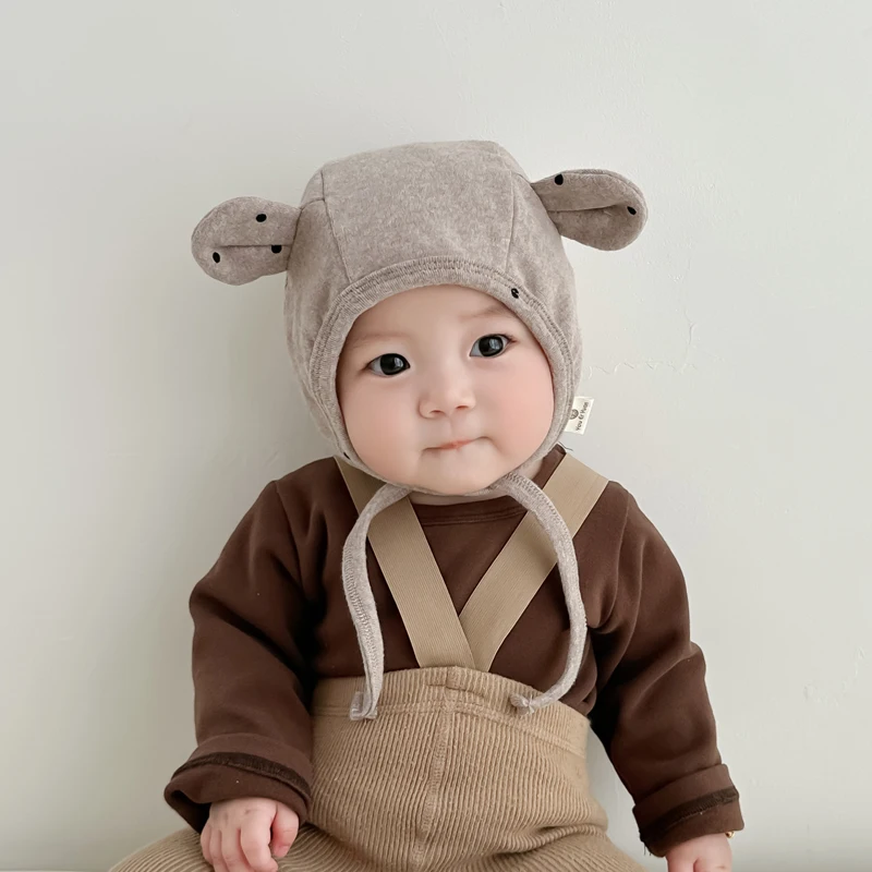 Lovely Bear Ear Accessories Newborn Baby Caps Autumn Winter Warm Kids Boys Girls Cotton Children Ear Protection Hats