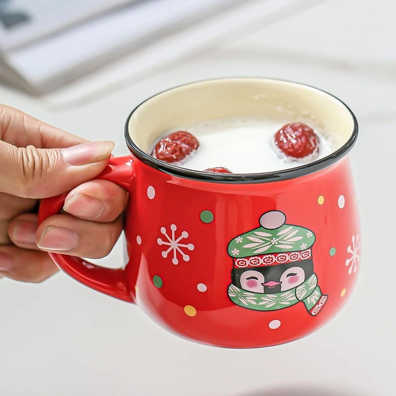 

1PC 350ML Christmas Gift Ceramic Mug Large Ceramic Coffee Cup Santa Elk Mousse Cup Home Office Milk Coffee Tea Cups Xmas Gift