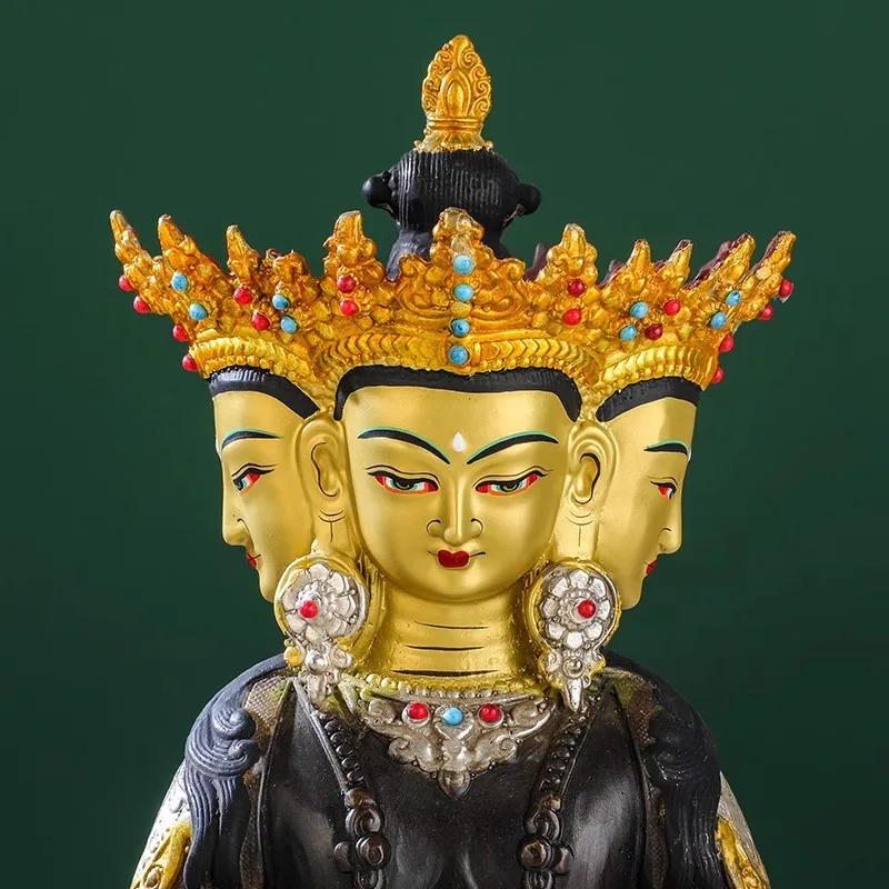 10Large Sun Buddha statue ornament, antique copper with gold-plated finish, Tibetan Tantric Buddhism, home worship Buddha, Mahav