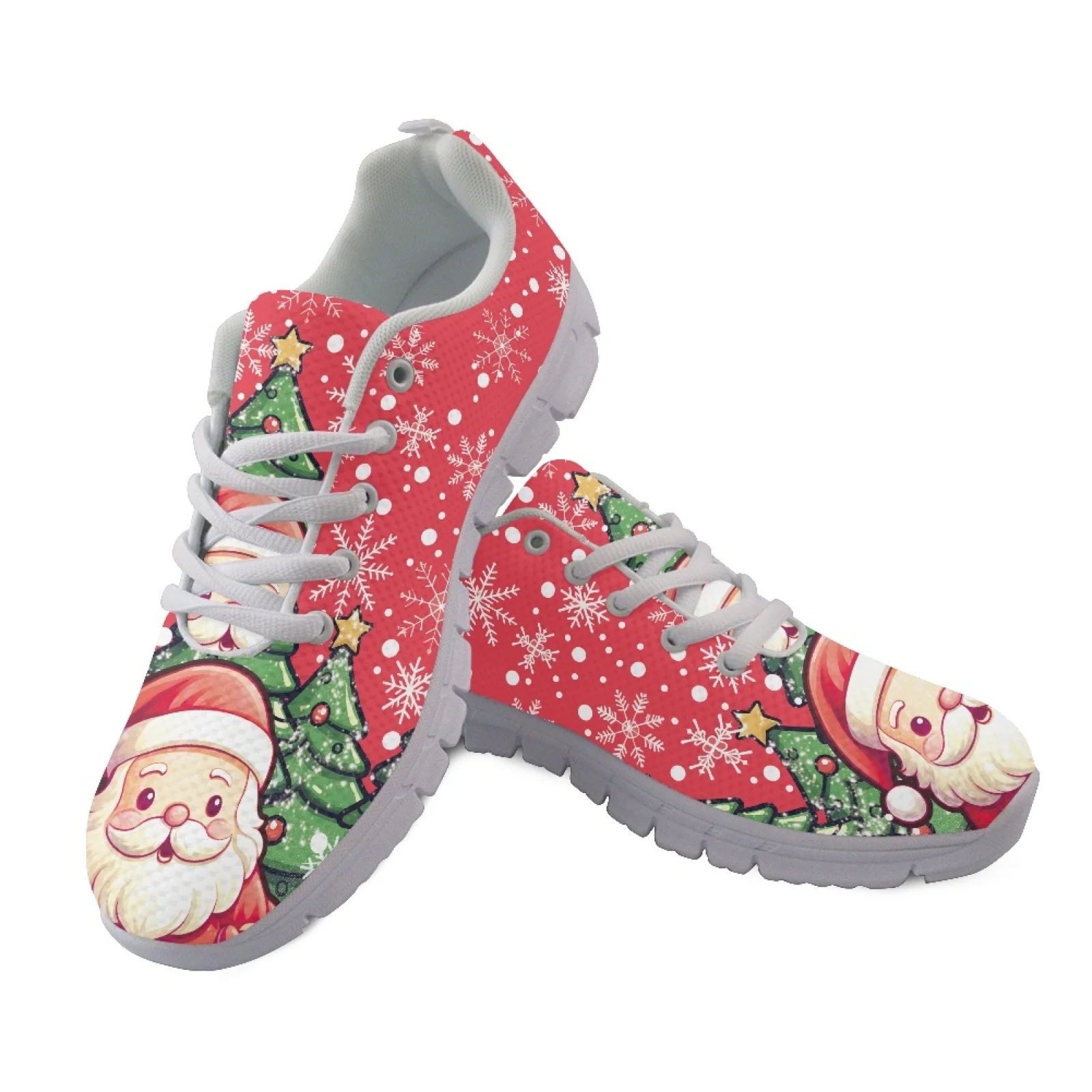 Coloranimal Christmas Santa Mesh & EVA Sole Sneakers for Women Lightweight Work Shoes for Mens 2026 New